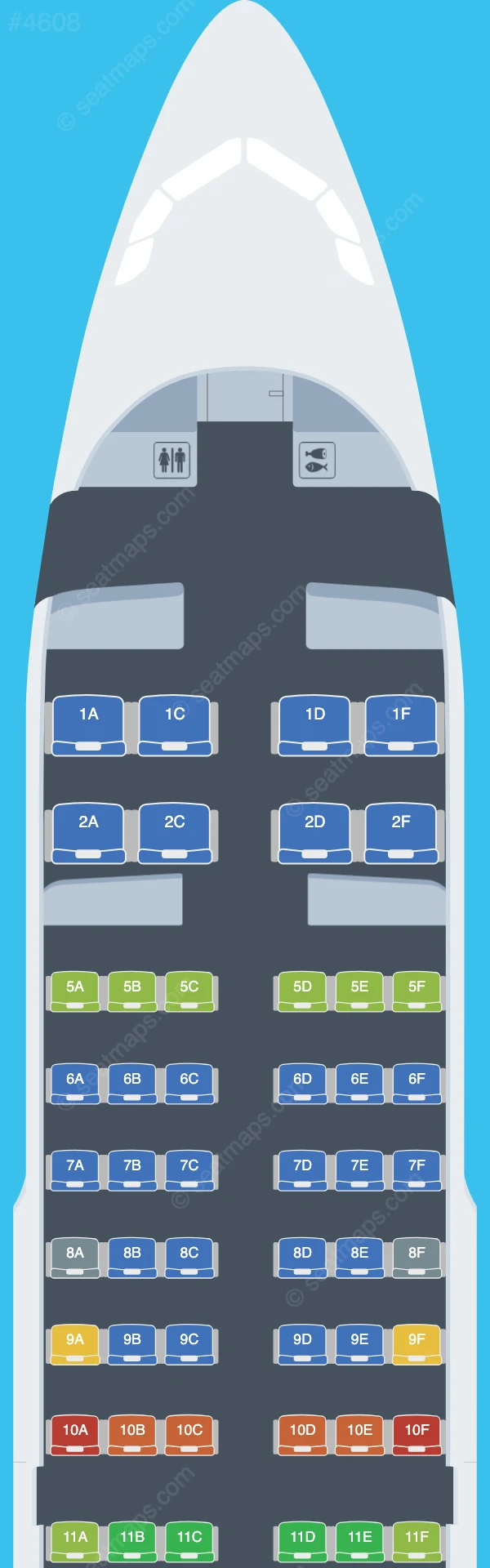 Tibet Airlines Airbus A319-100 seatmap preview