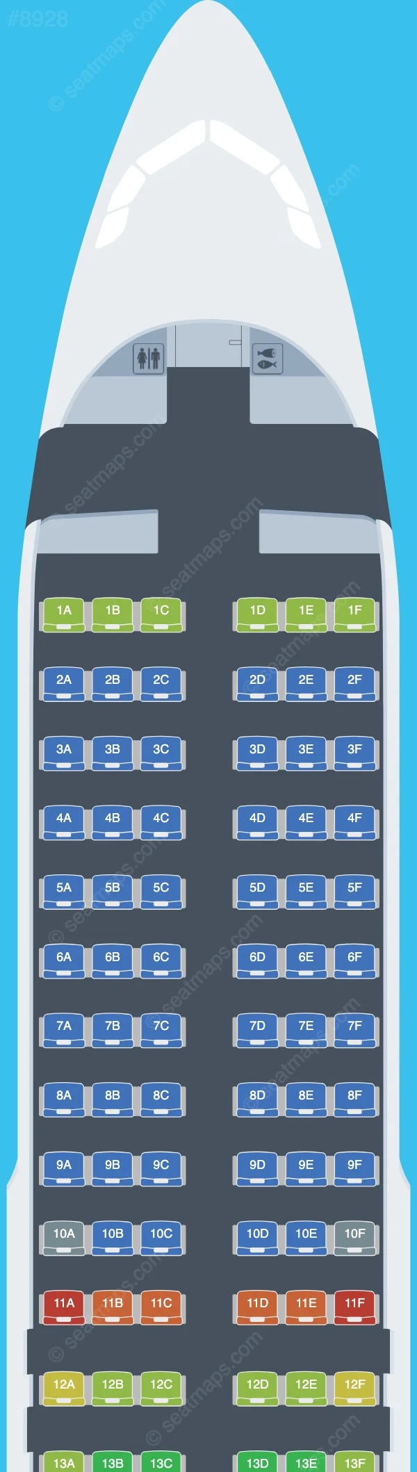 Qingdao Airlines Airbus A320neo V.1 seatmap preview