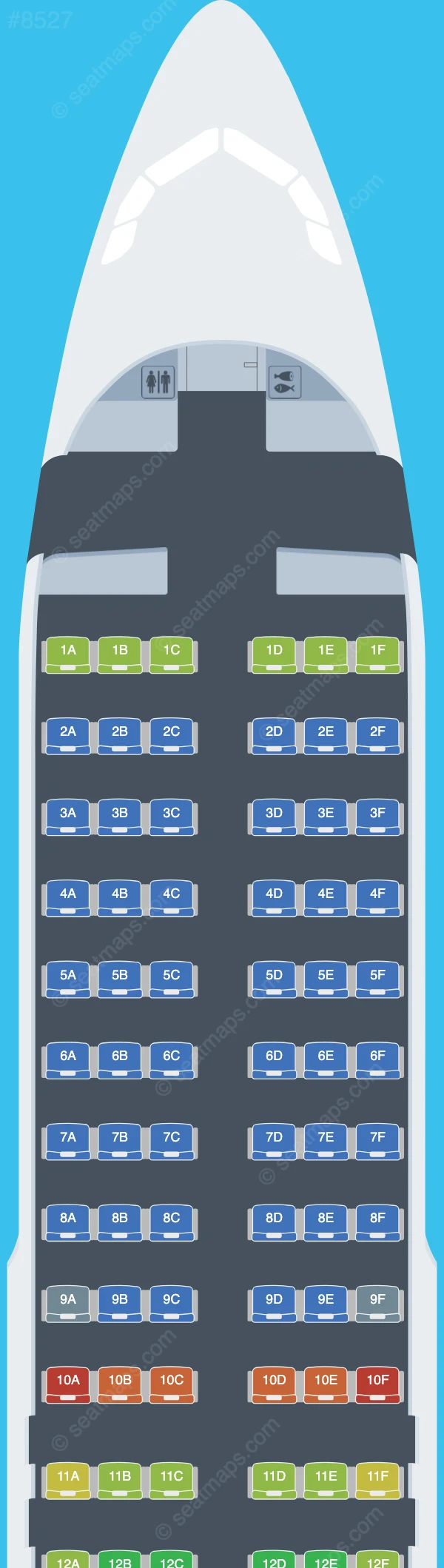 Jazeera Airways Airbus A320neo V.1 seatmap preview
