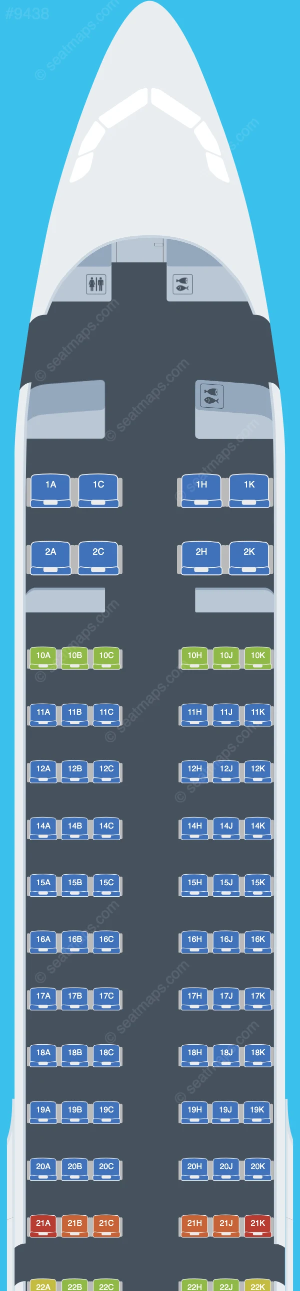 Asiana Airlines Airbus A321neo V.2 seatmap preview