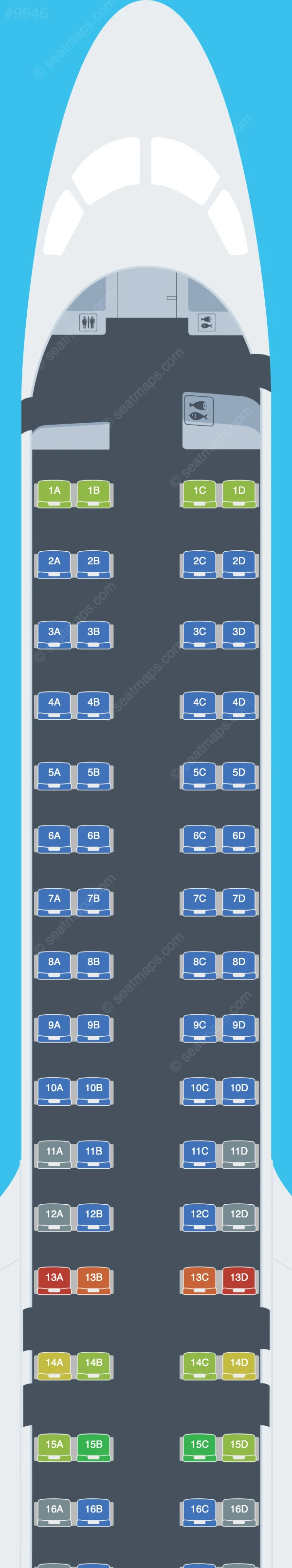 Azul Brazilian Airlines Embraer E195 E2 seatmap preview