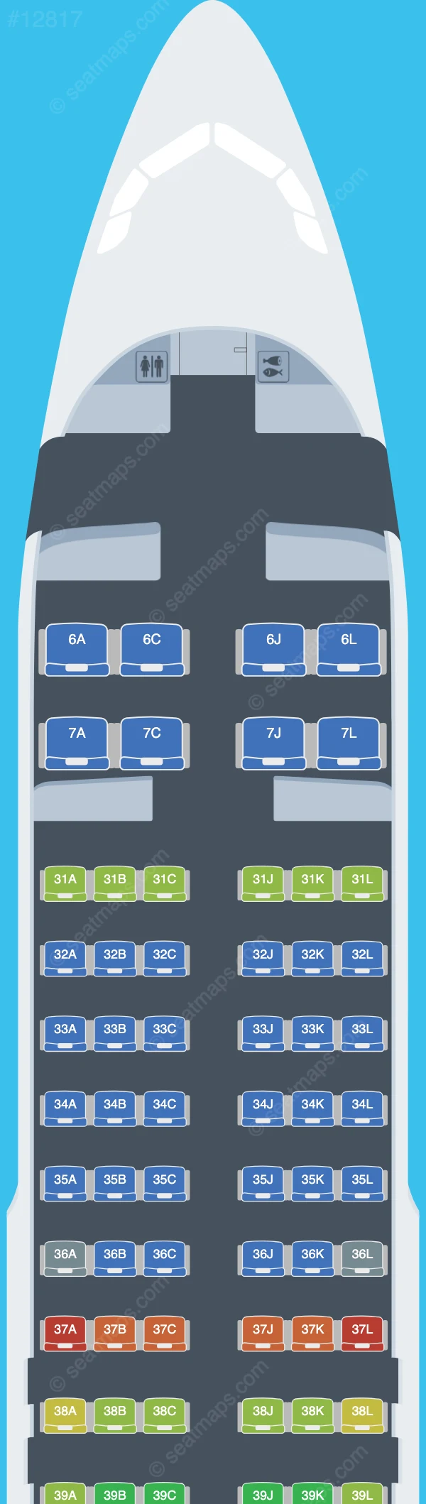 China Eastern Airbus A320neo V.2 seatmap preview
