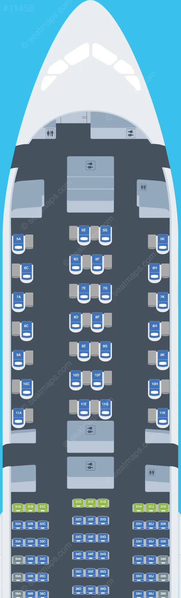 China Southern Airbus A350-900 V.2 seatmap mobile preview