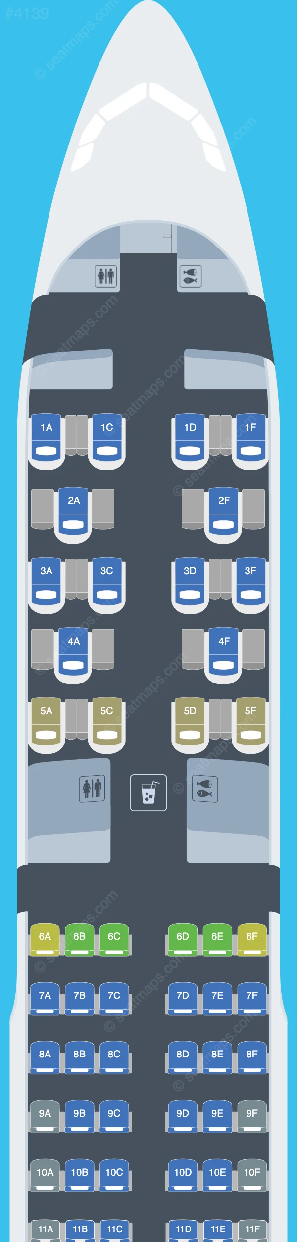 JetBlue Airways Airbus A321-200 V.1 seatmap preview