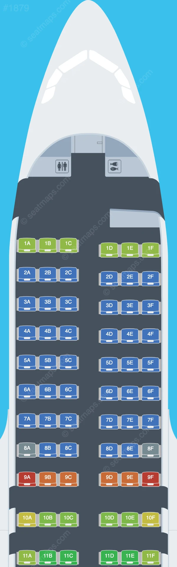 easyJet UK Airbus A319-100 seatmap preview