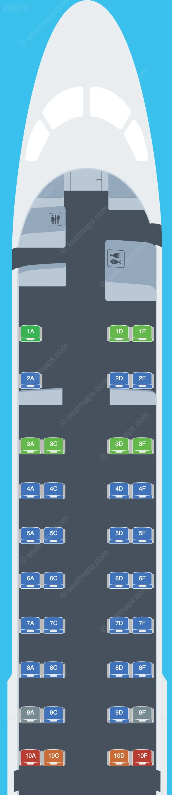 Myanmar Airways International Embraer E190 seatmap preview
