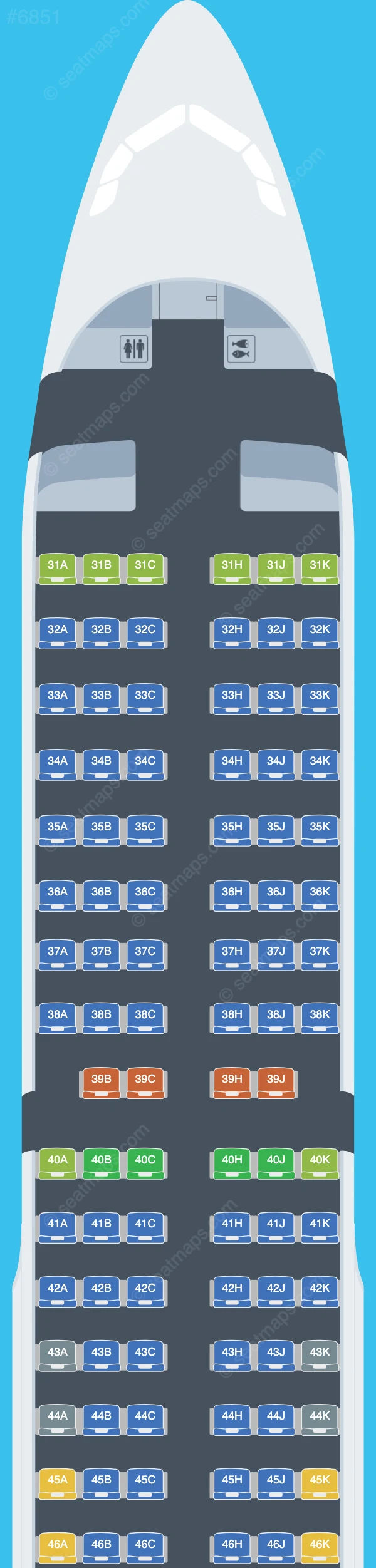 Capital Airlines (Beijing) Airbus A321-200 V.1 seatmap preview