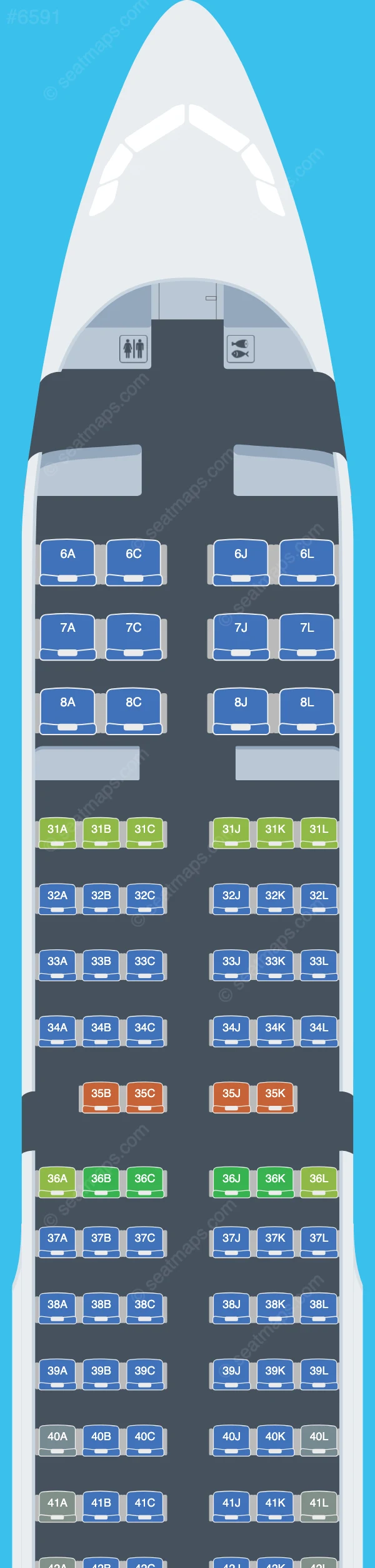 China Eastern Airbus A321-200 V.1 seatmap preview