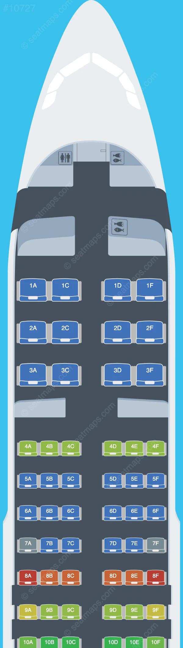 Tunisair Airbus A320neo seatmap preview
