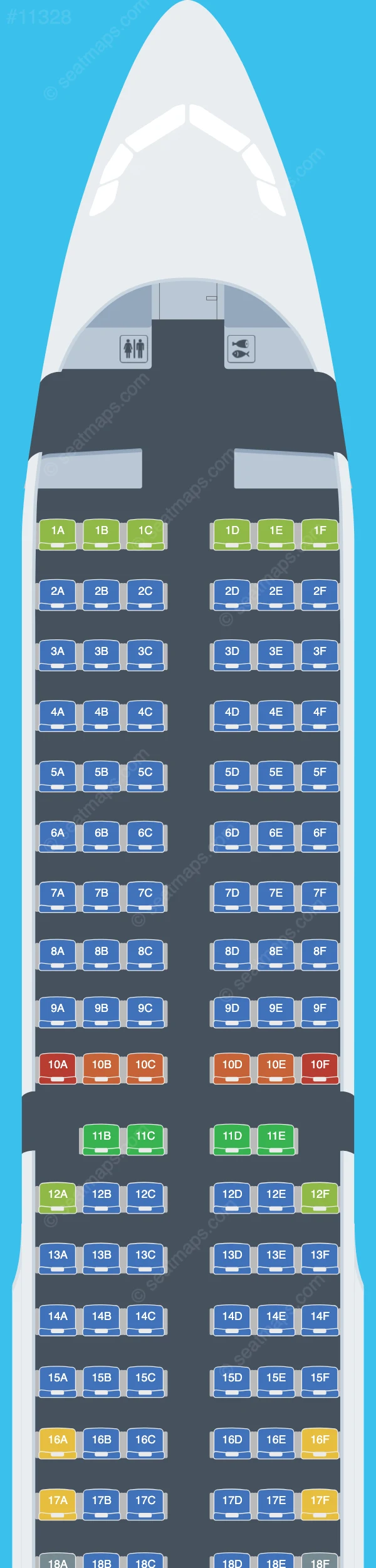 Freebird Airlines Airbus A321-200 seatmap preview