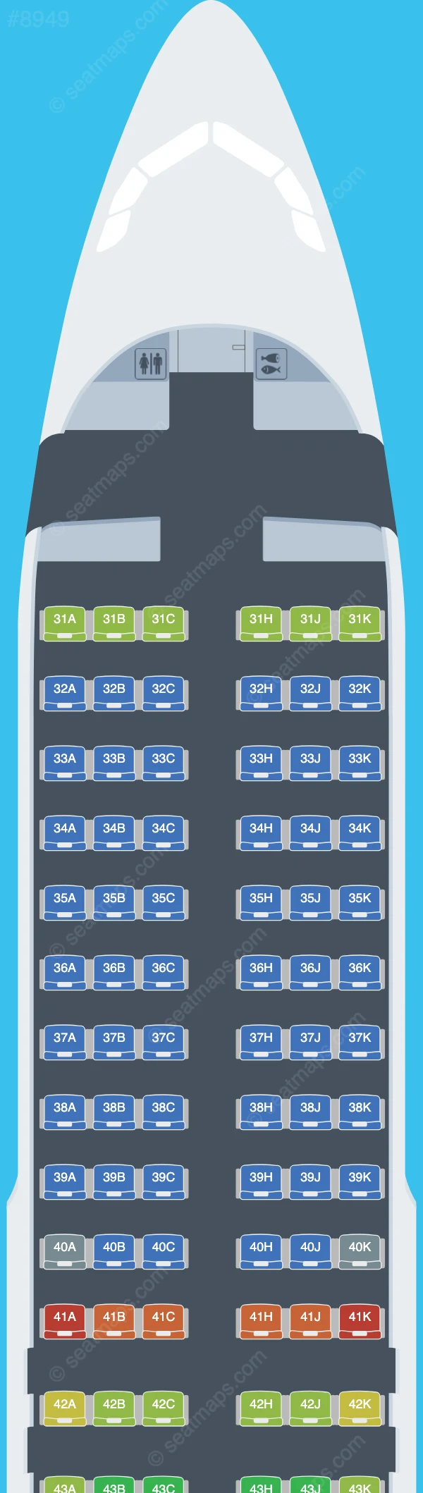 Lucky Air Airbus A320neo seatmap preview