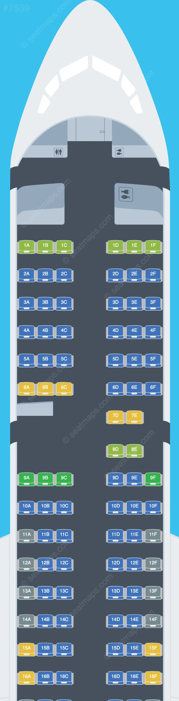 Red Wings Airlines Tupolev Tu-214 seatmap preview
