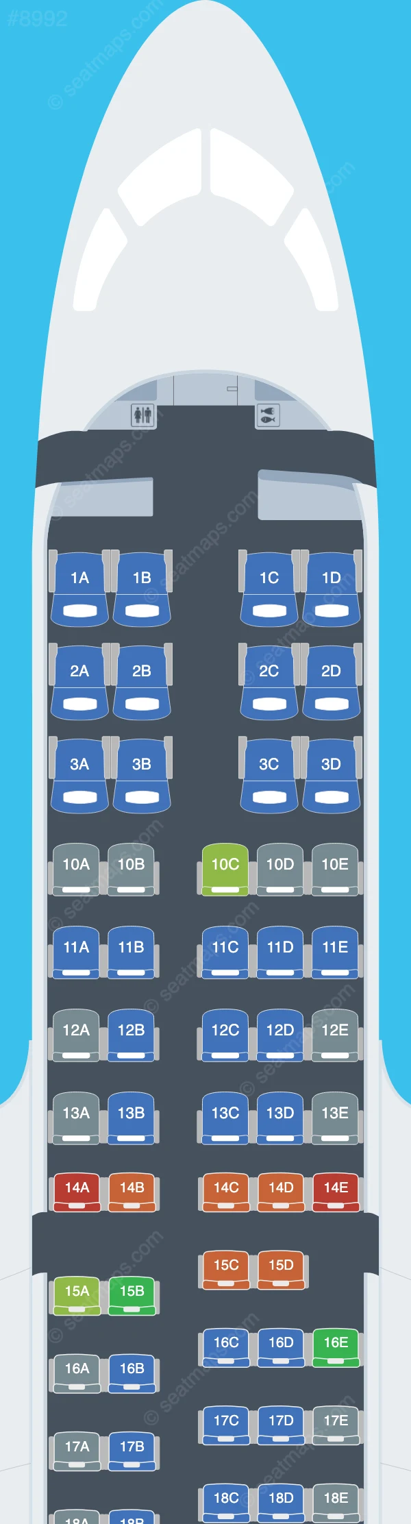 Delta Airbus A220-100 seatmap preview