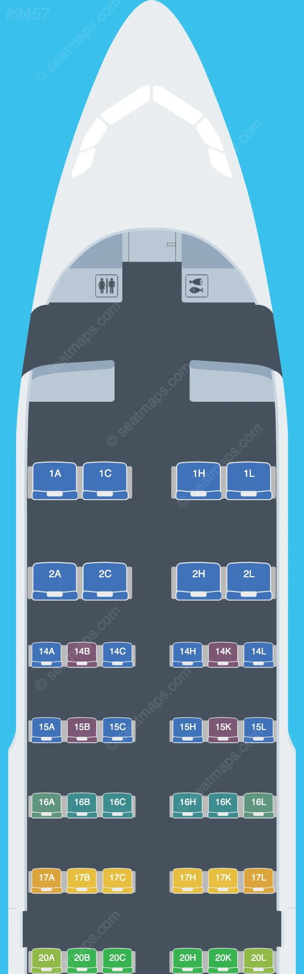 AZAL Azerbaijan Airlines Airbus A319-100 V.2 seatmap preview