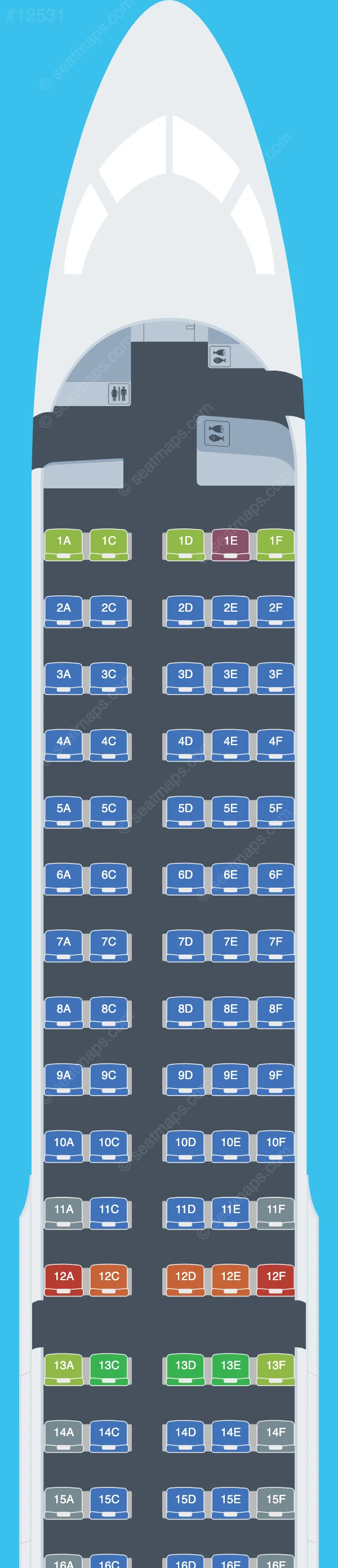 Smartwings Airbus A220-300 seatmap preview