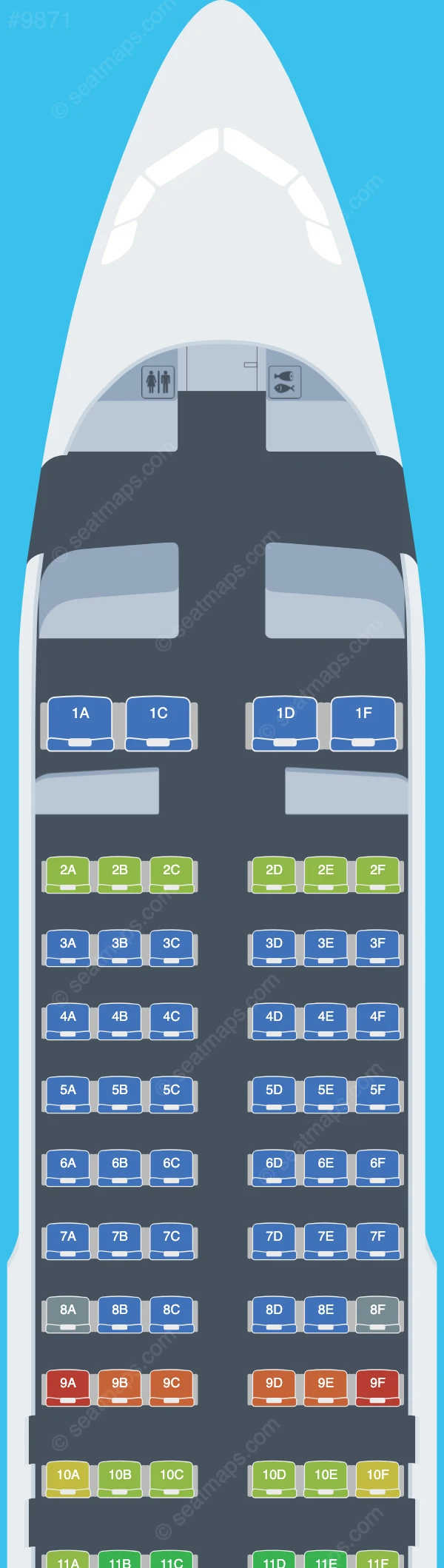 Colorful Guizhou Airlines Airbus A320neo V.1 seatmap preview