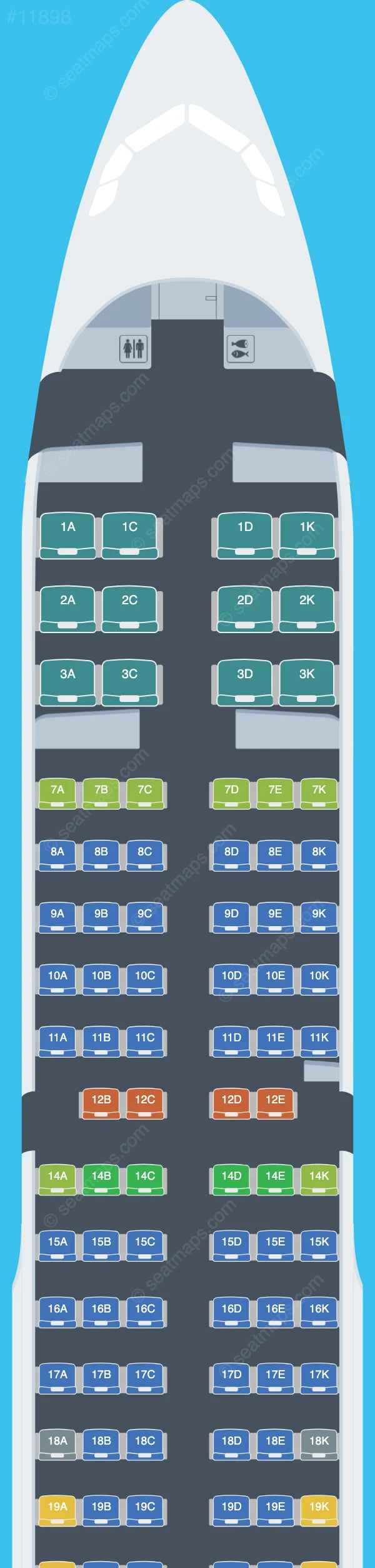 FlyOne Airbus A321-200 seatmap preview