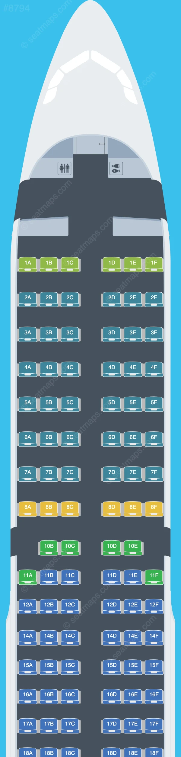 Aegean Airlines Airbus A321-200 seatmap preview