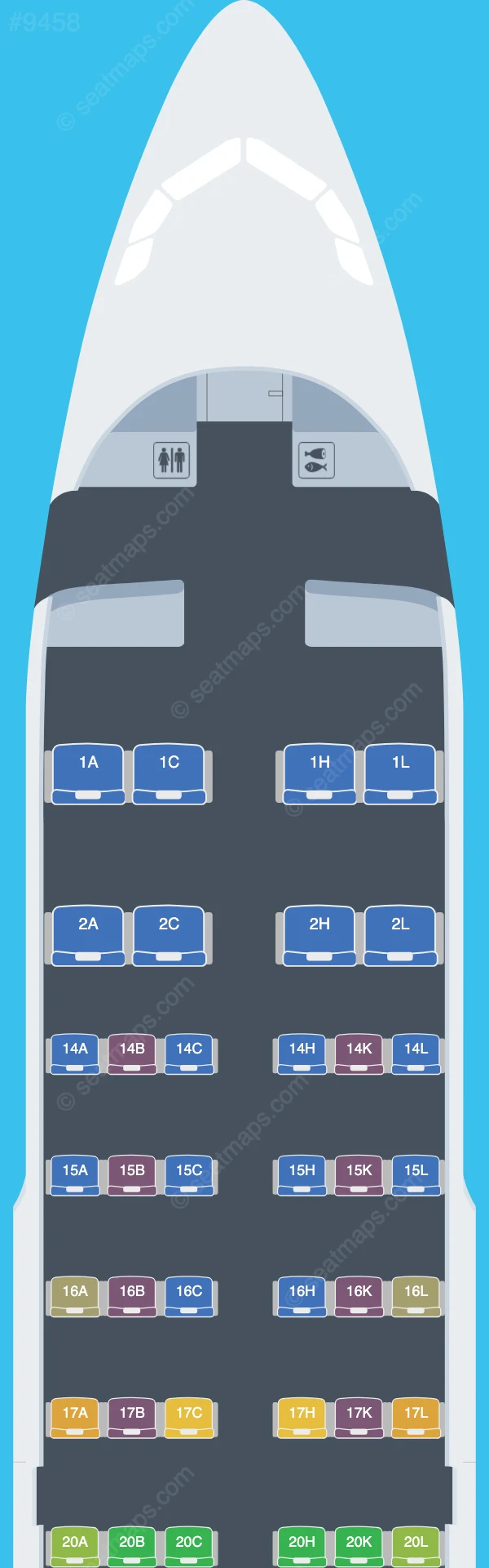 AZAL Azerbaijan Airlines Airbus A319-100 V.3 seatmap preview