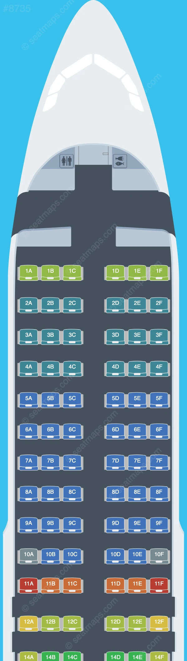 Vueling Airbus A320neo seatmap preview