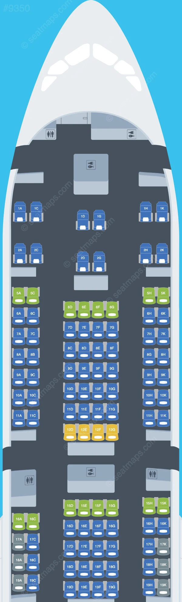 Japan Airlines - JAL Airbus A350-900 V.1 seatmap preview