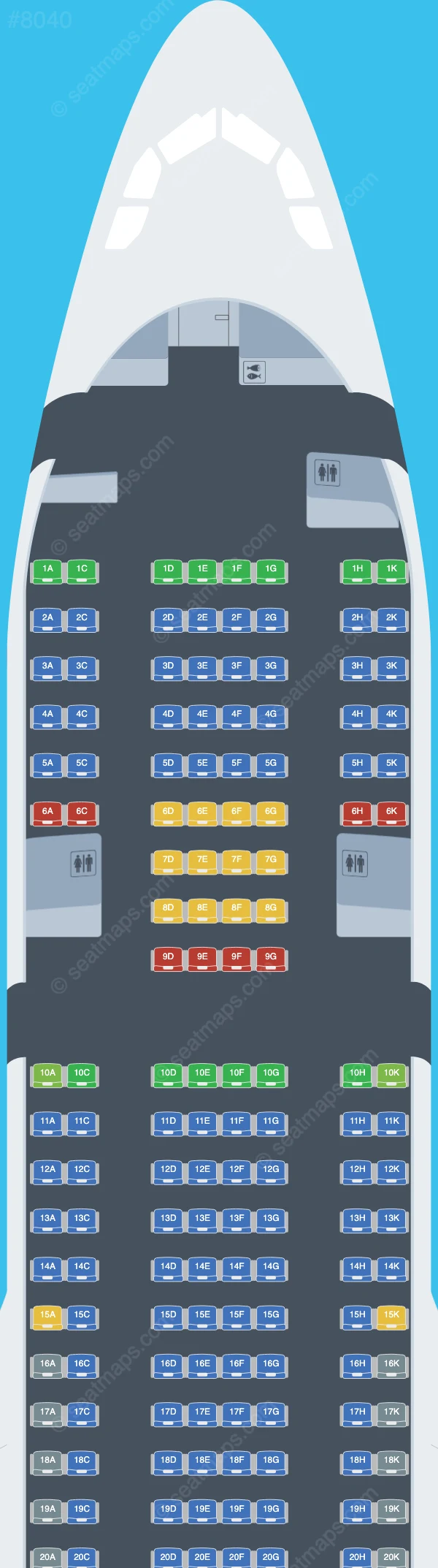AirTanker Airbus A330-200 seatmap preview