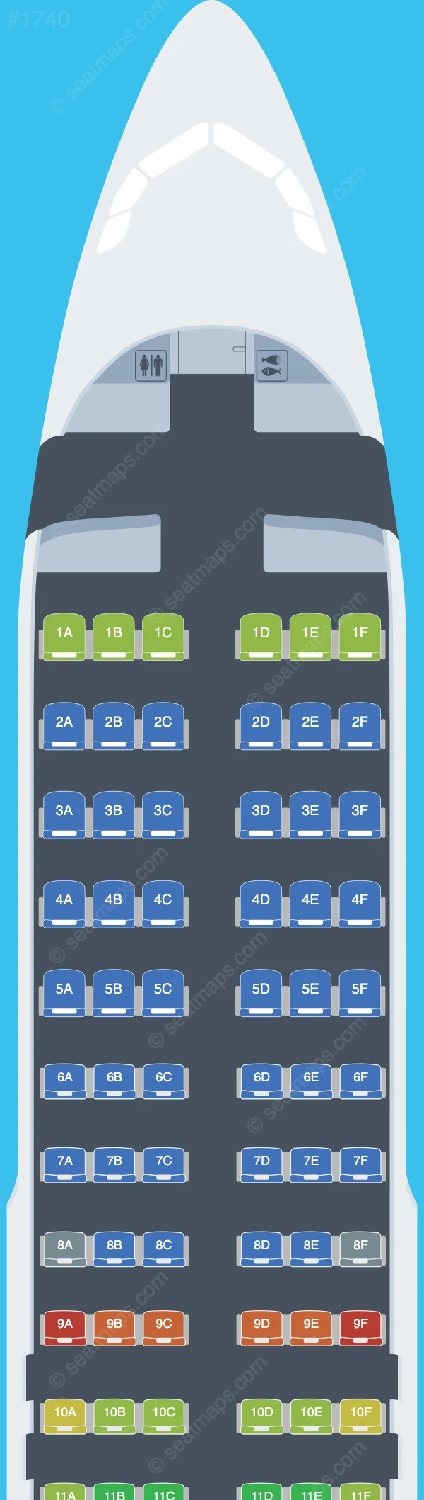 JetBlue Airways Airbus A320-200 V.2 seatmap preview