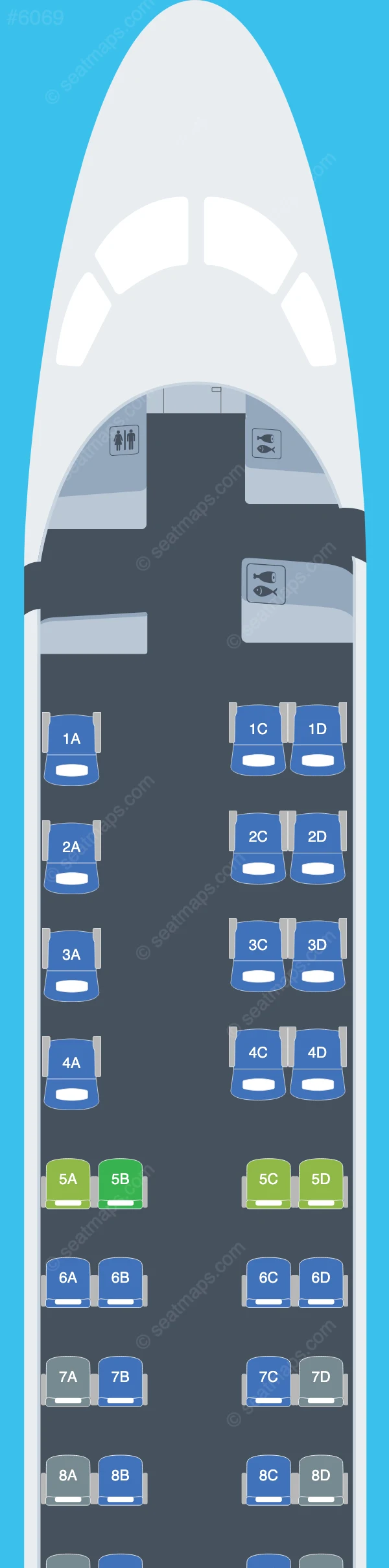 Republic Airways Embraer E175 V.2 DL seatmap preview