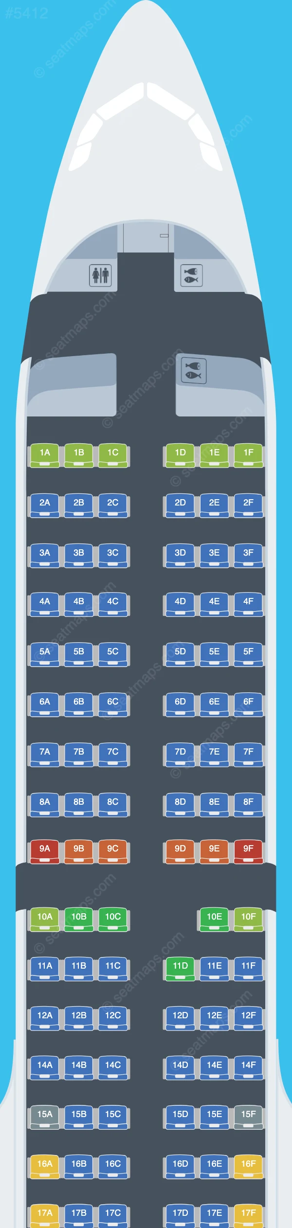 Air France Airbus A321-100 seatmap preview