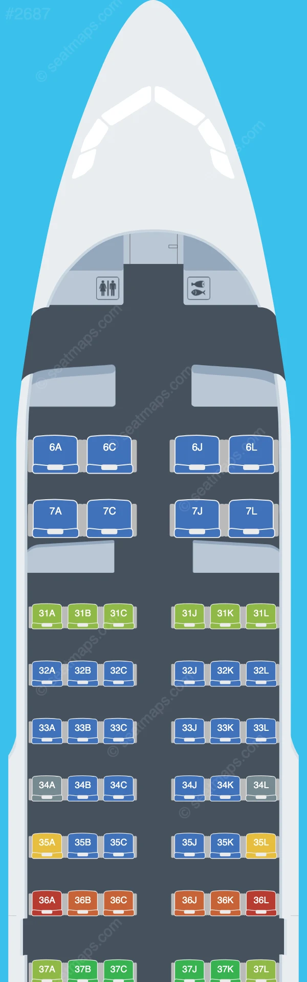 China Eastern Airbus A319-100 seatmap preview