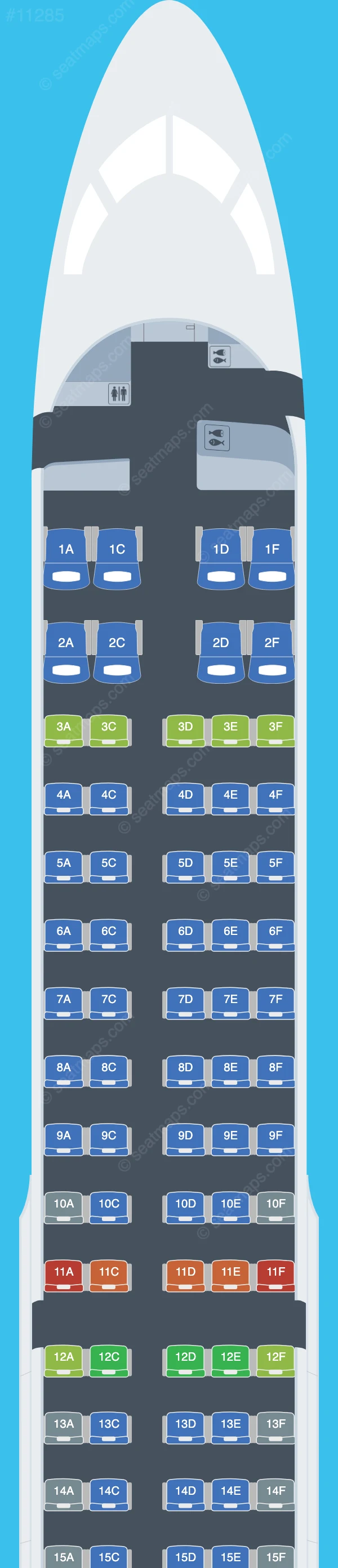 Bulgaria Air Airbus A220-300 seatmap preview