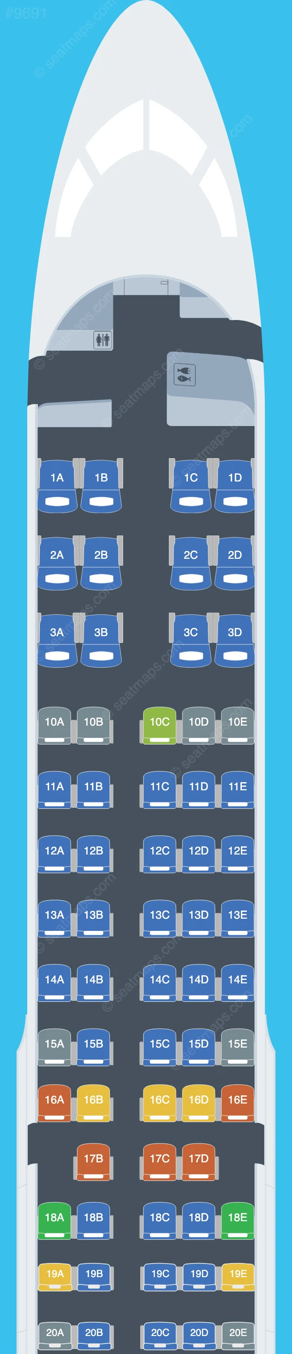 Delta Airbus A220-300 seatmap preview