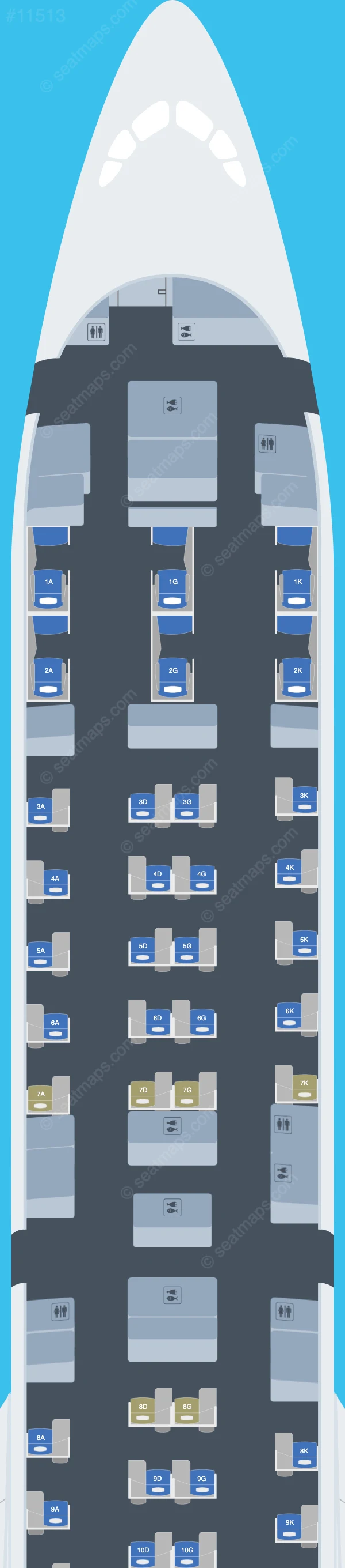 Japan Airlines - JAL Airbus A350-1000 seatmap preview