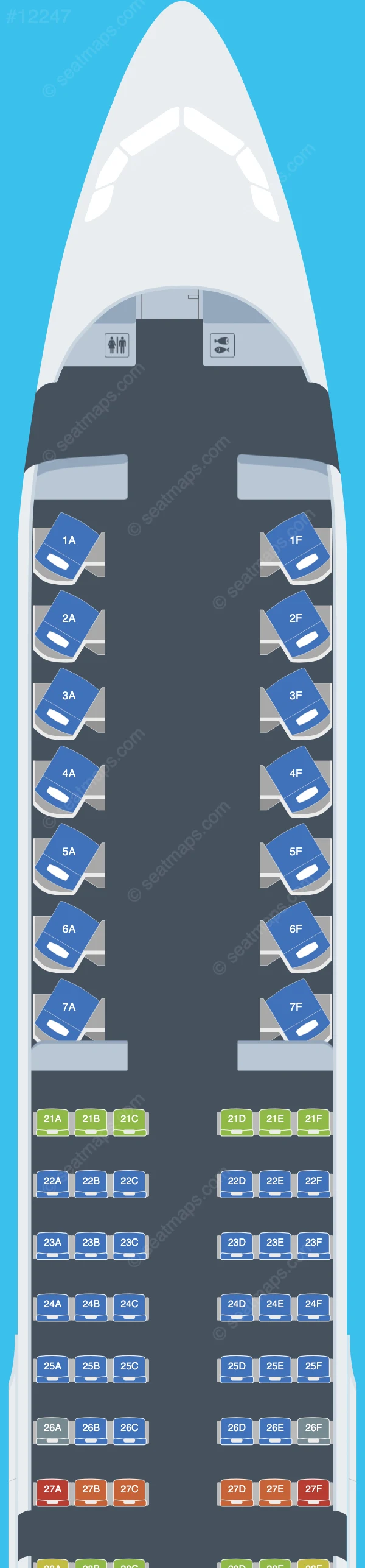 Iberia Airbus A321neo XLR seatmap preview