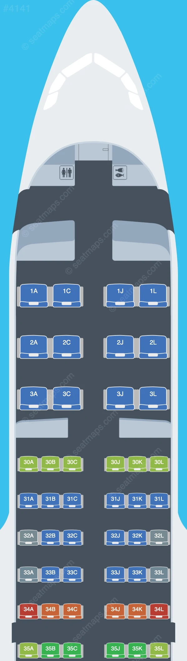 Saudia Airbus A320-200 V.2 seatmap preview