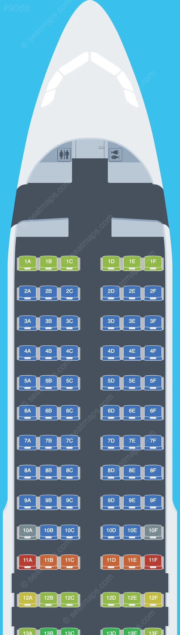 Tianjin Airlines Airbus A320neo V.2 seatmap preview