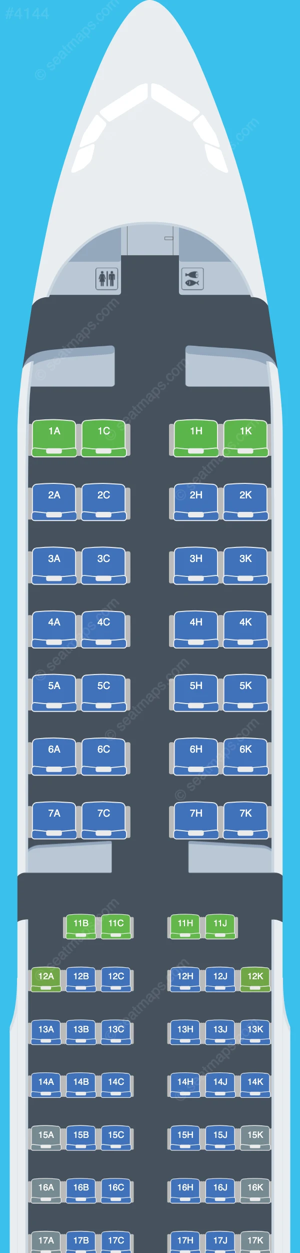 Air Astana Airbus A321-200 seatmap preview