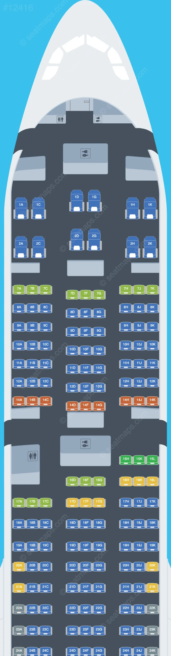 Azul Brazilian Airlines Airbus A330-900neo V.2 seatmap preview