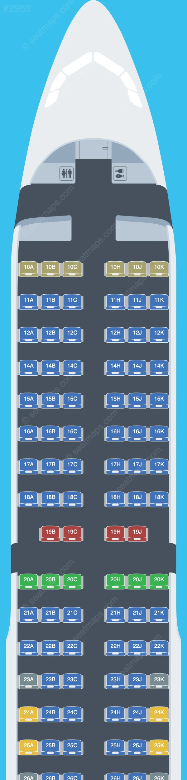 Asiana Airlines Airbus A321-200 V.2 seatmap preview