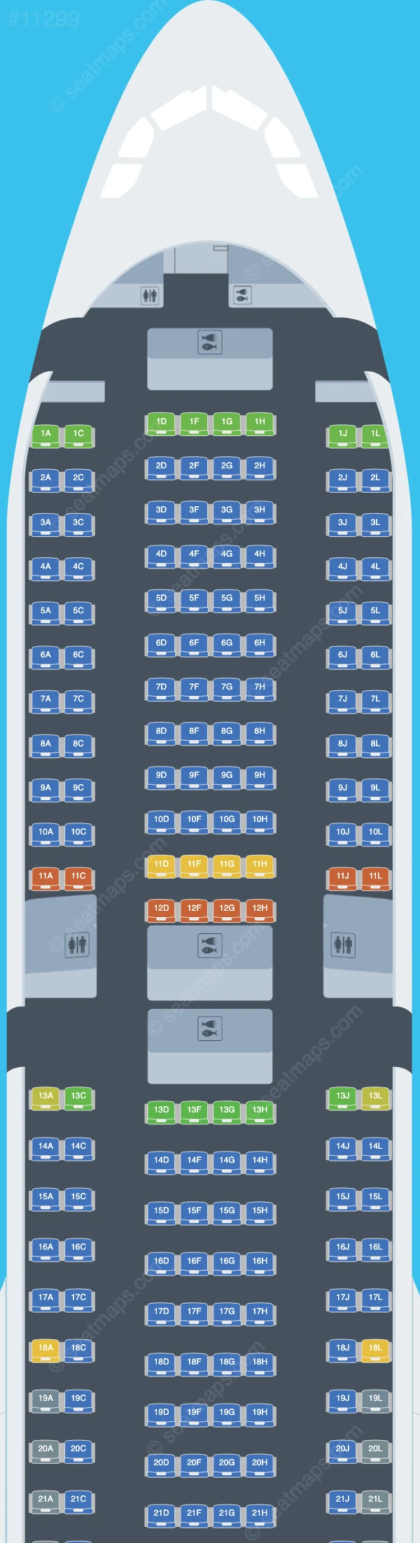 Iberojet Portugal Airbus A330-300 seatmap preview