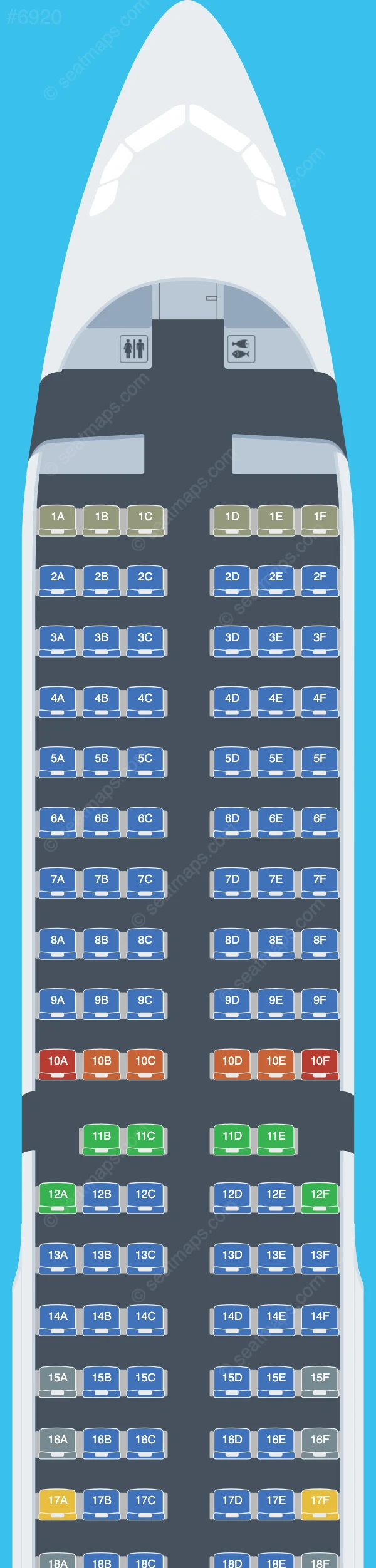 HK Express Airbus A321-200 seatmap preview