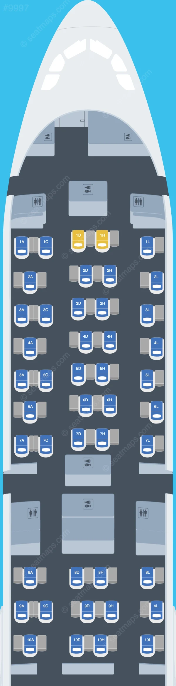 Surinam Airways Airbus A340-300 seatmap preview