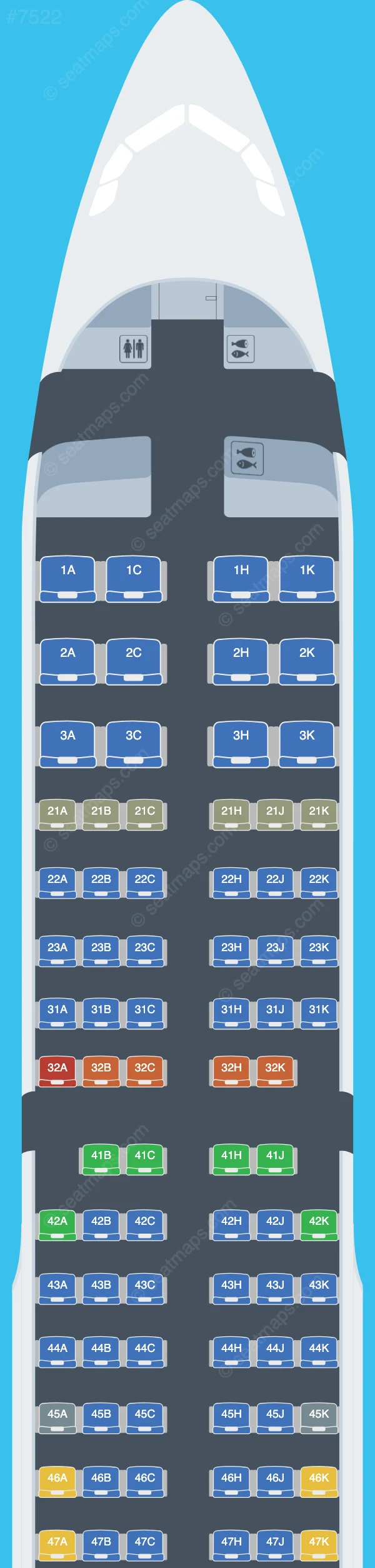 PAL Express Airbus A321-200 seatmap preview