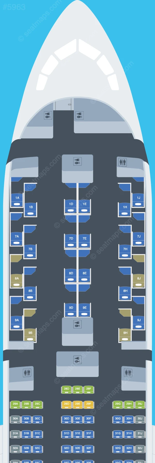 Korean Air Boeing 787-9 V.1 seatmap preview