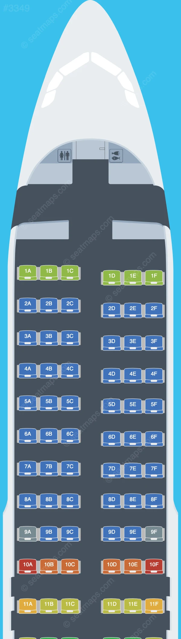 Virgin Australia Regional Airbus A320-200 seatmap preview
