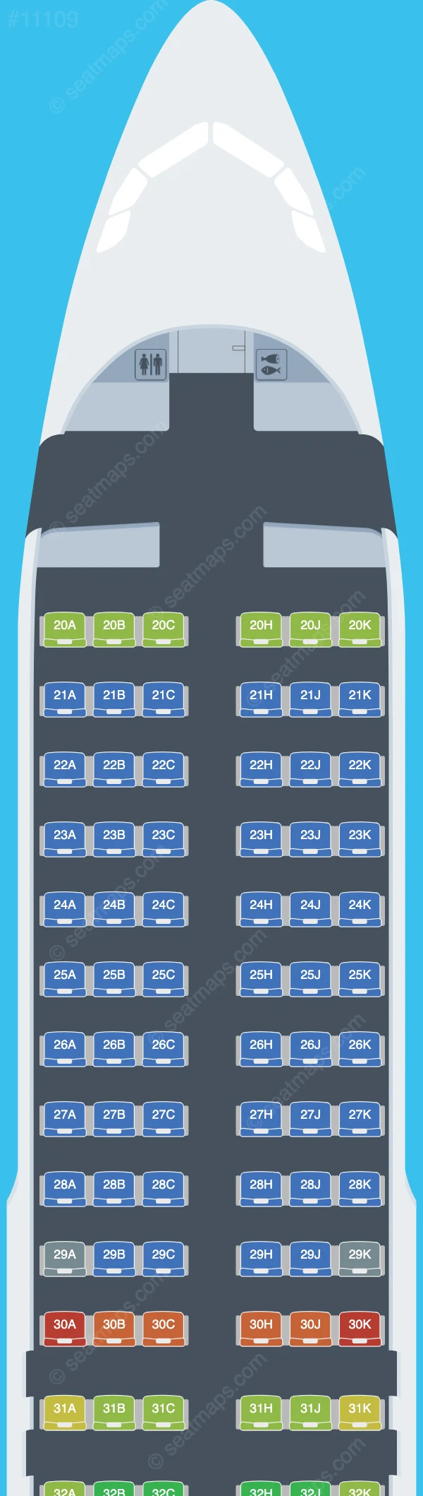 Egyptair Airbus A320-200 V.1 seatmap preview