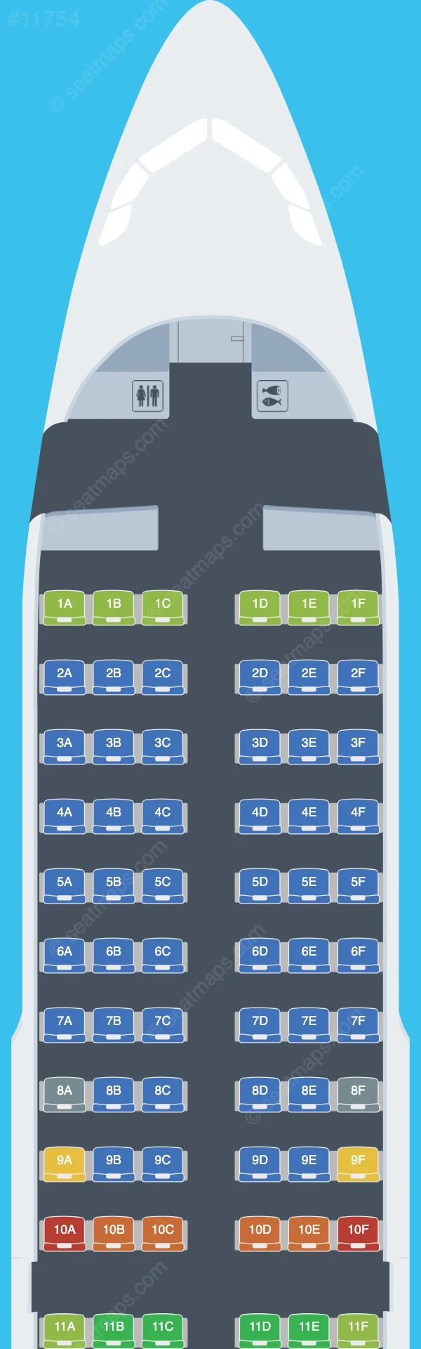Qantas Airbus A319-100 seatmap preview
