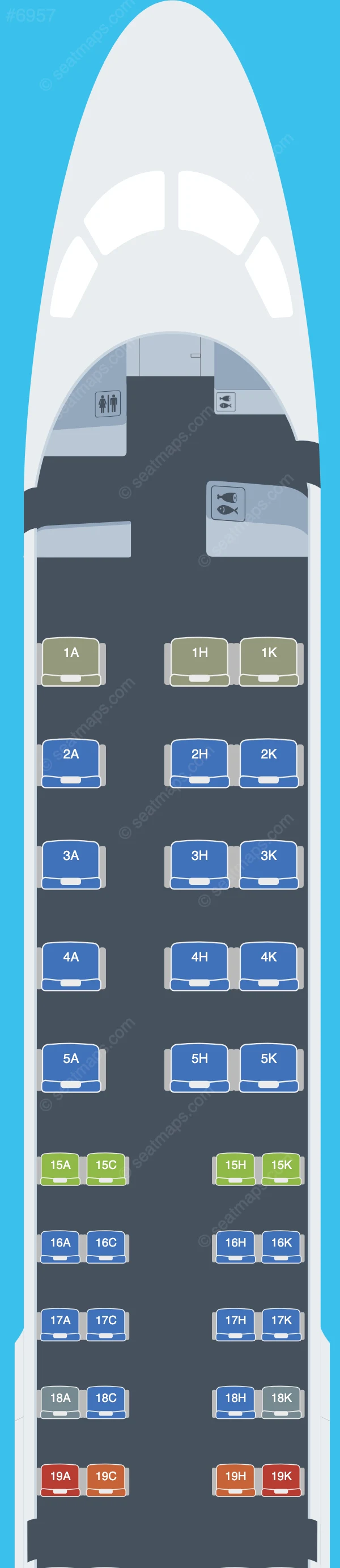 J-Air Embraer E190 seatmap preview