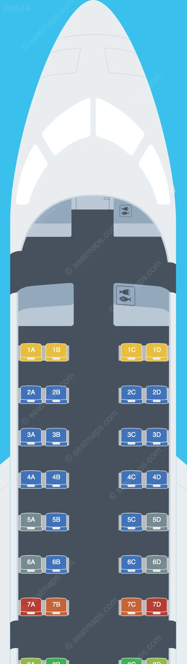 Proflight Zambia Bombardier CRJ100 seatmap preview