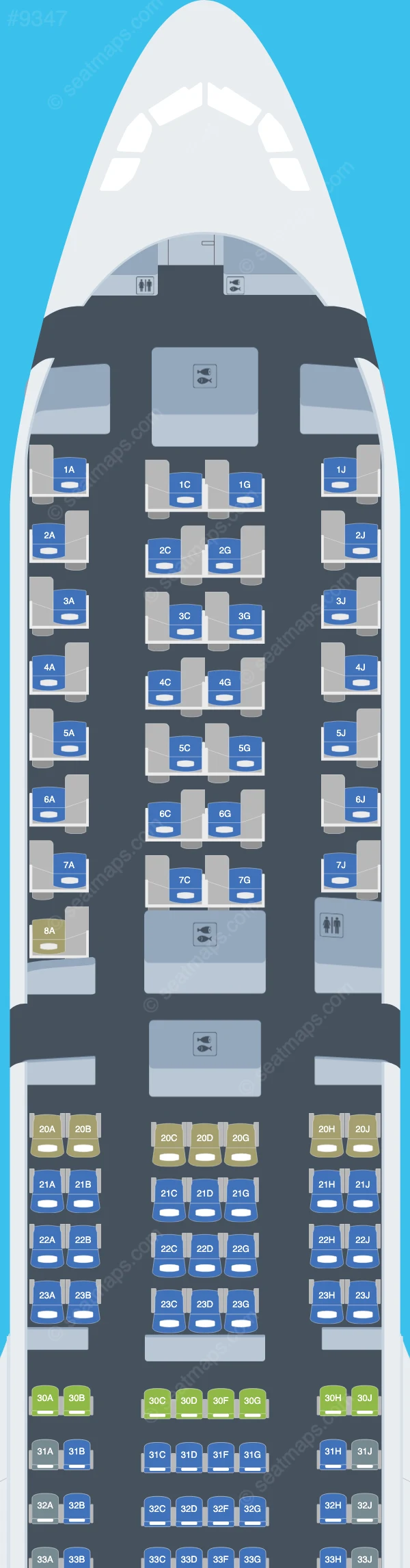 Delta Airbus A330-900neo seatmap preview